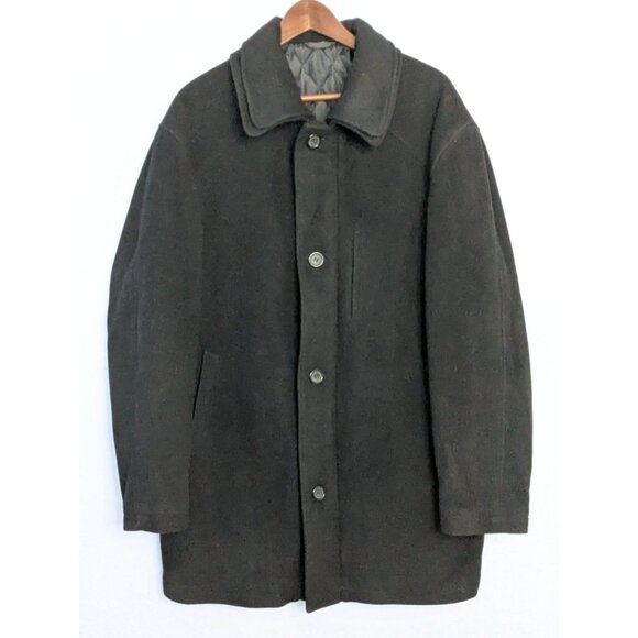 Lauren Ralph Lauren Men Blk Wool Cashmere Coat Lg 42 quilted Button Zip overcoat - Picture 10 of 16